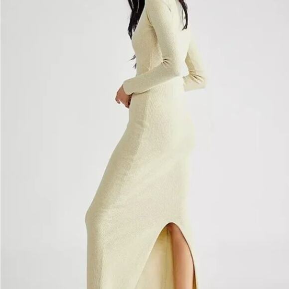 FREE PEOPLE Beach Trixie Sweater Maxi Dress Opal Silk Green Tan Sz L NWT {EE33} - Picture 5 of 5